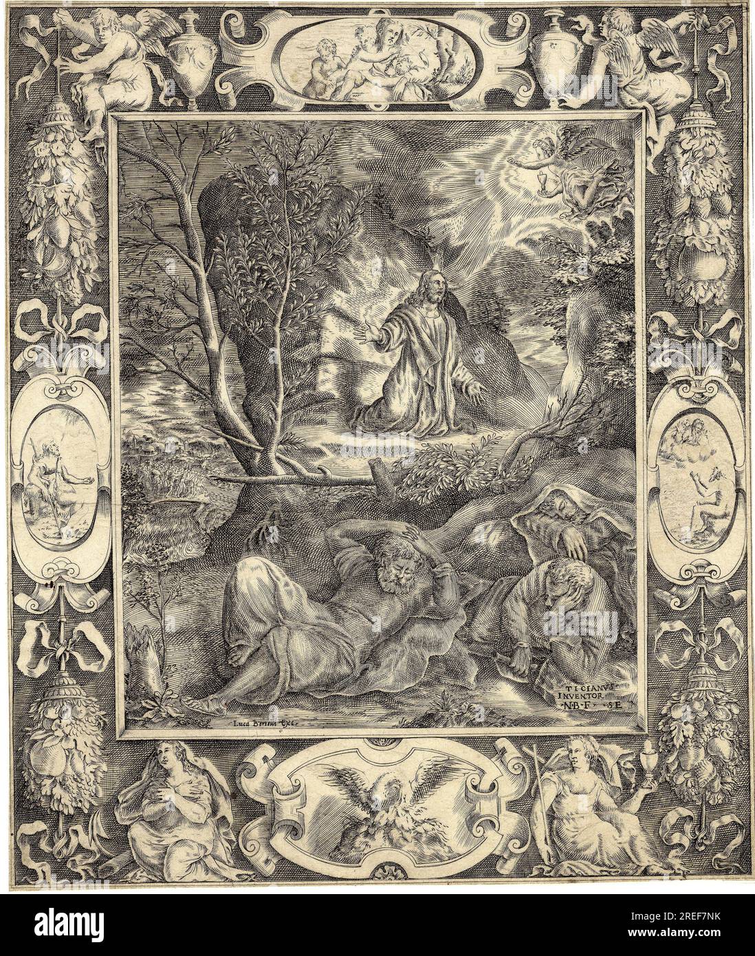 Le Christ au jardin des Oliviers 1600 von Nicolas Beatrizet Stockfoto