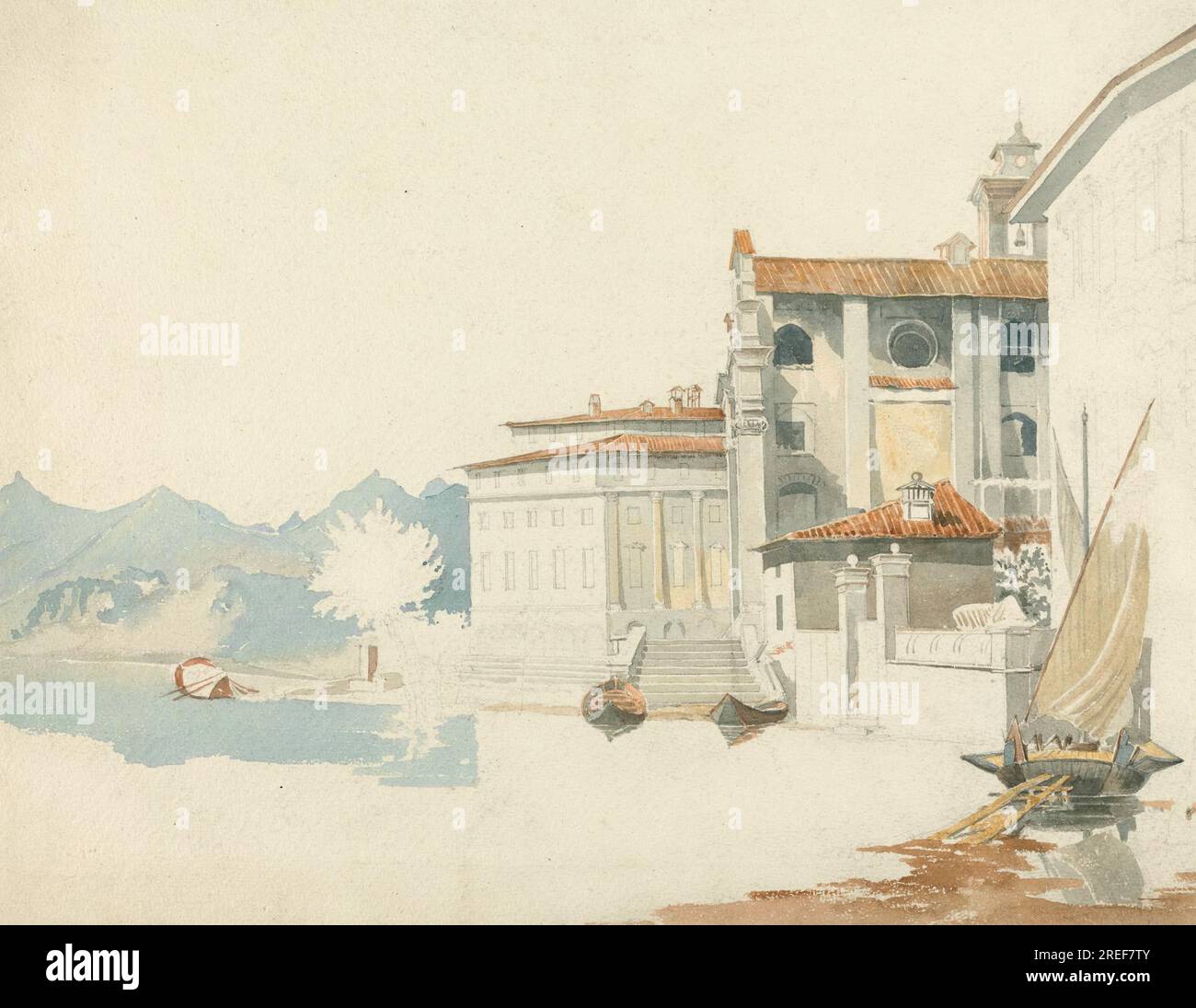 An der Küste eines italienischen Sees von Harry John Johnson Stockfoto