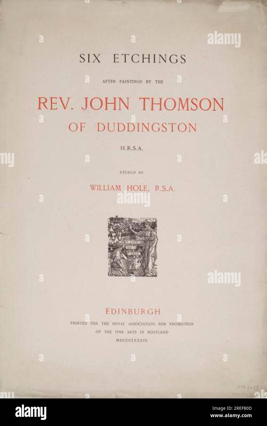 Frontispiece für eine Reihe von sechs Radierungen nach Gemälden von Reverend John Thomson von Duddingston. - William Brassey Hole von William Hole Stockfoto