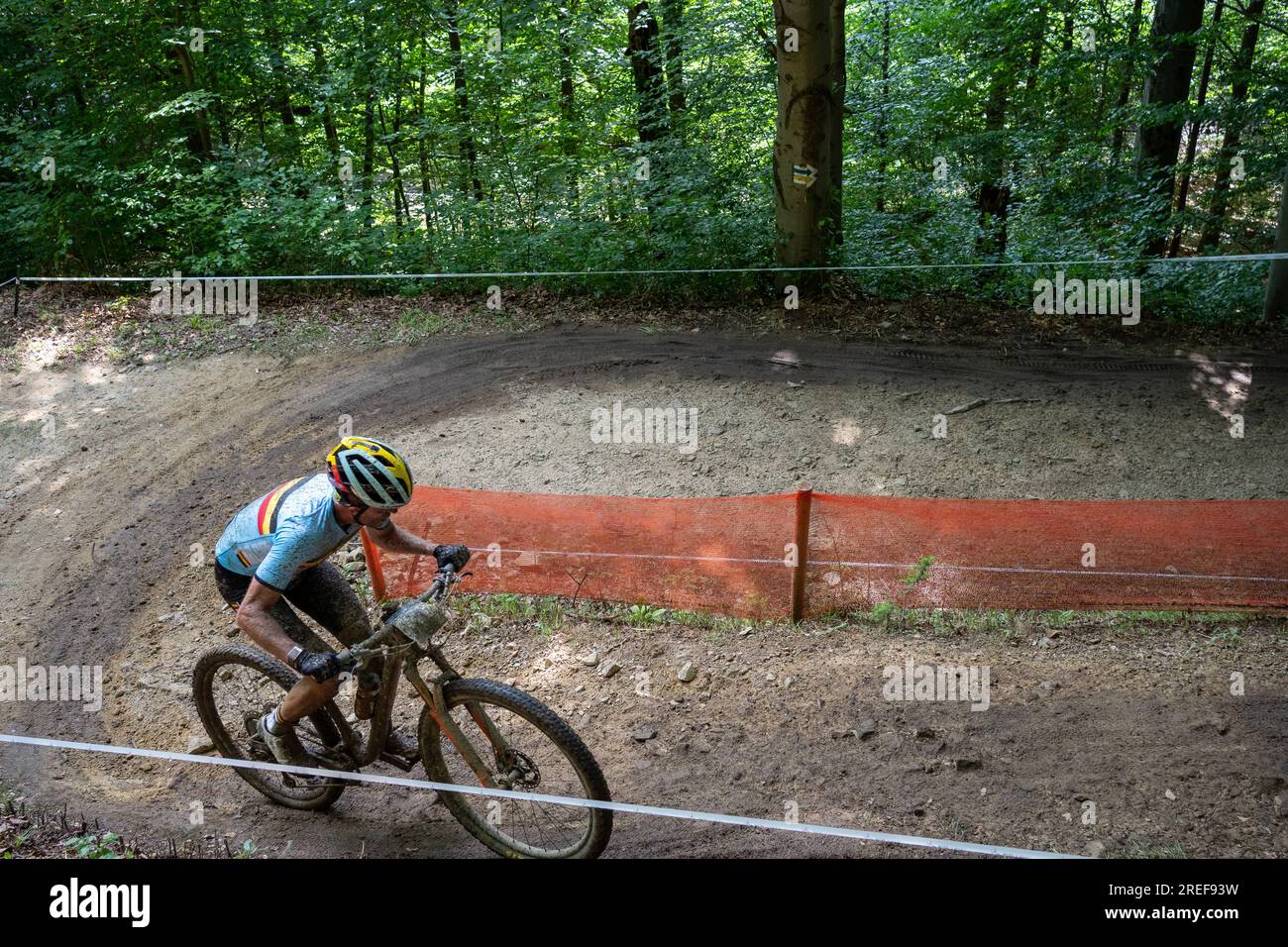 Pierre de Froidmont (Belgien) belegt den sechsten Platz bei der UEC MTB Elite Europameisterschaft 2023 - Europäische Spiele Krakau - Krynica-Zdrój Stockfoto