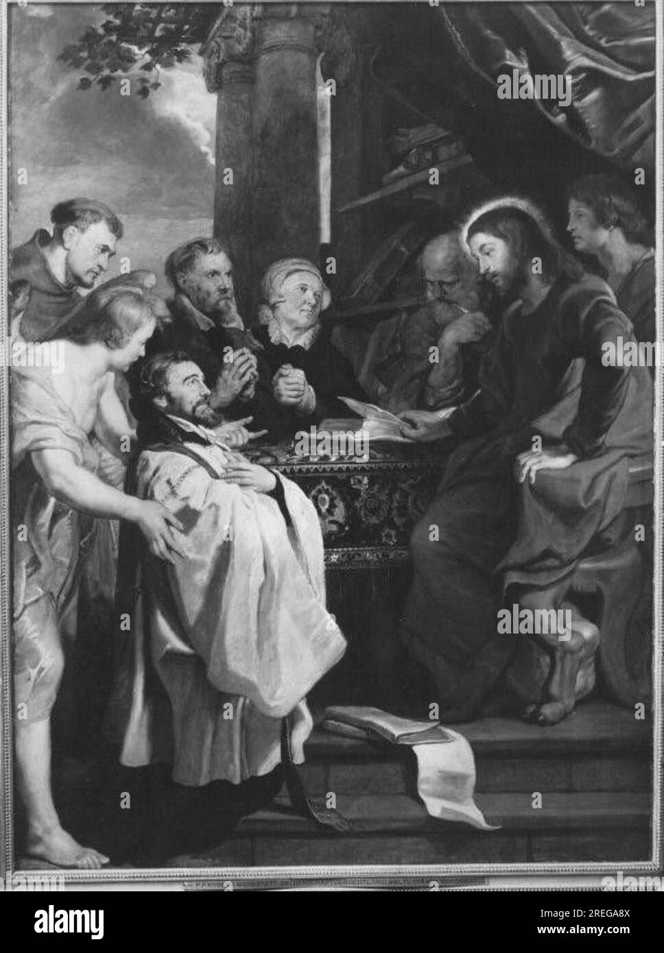 Rechenschaft der Vertreter der weltlichen und geistigen Stände vor Christus, Petrus und Johannes (Epitaph des Franciscus Movins), ca. 1637 von Abraham van Diepenbeeck Stockfoto