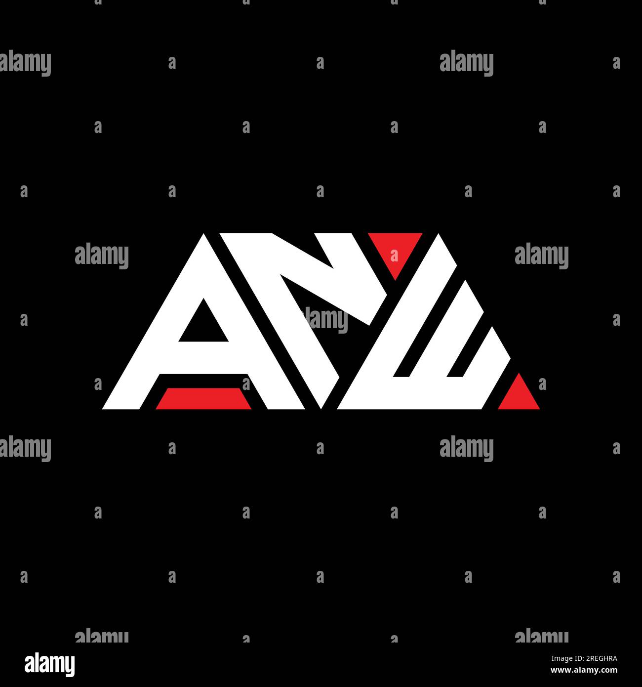 ANW-Logo mit dreieckigem Buchstaben in Dreiecksform. ANW-Monogramm mit Dreieckslogo. ANW-dreieckige Vektorvorlage mit roter Farbe. ANW Triangul Stock Vektor