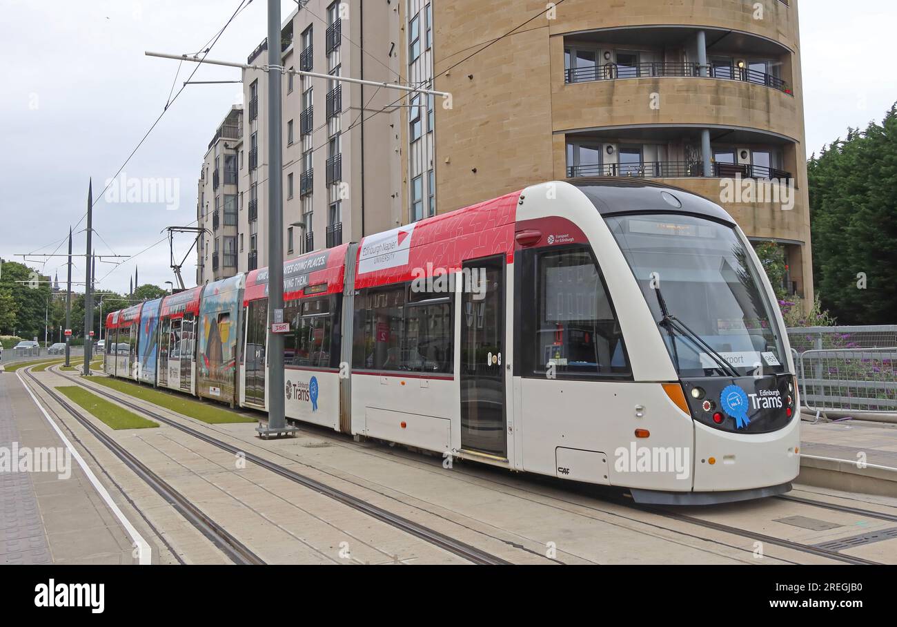 Edinburgh Tram in Newhaven, Schottland, Großbritannien Stockfoto