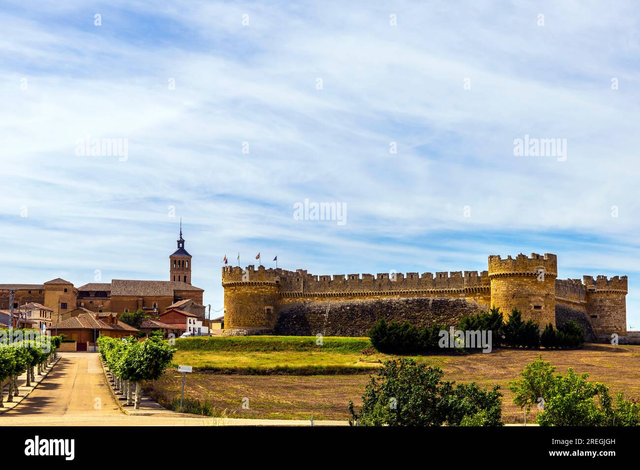 Schloss Grajal, Grajal de Campos, León, Castilla y Leon, Spanien. Das Schloss steht für neue Renaissance-Trends der Festung. Es wurde das erste g Stockfoto