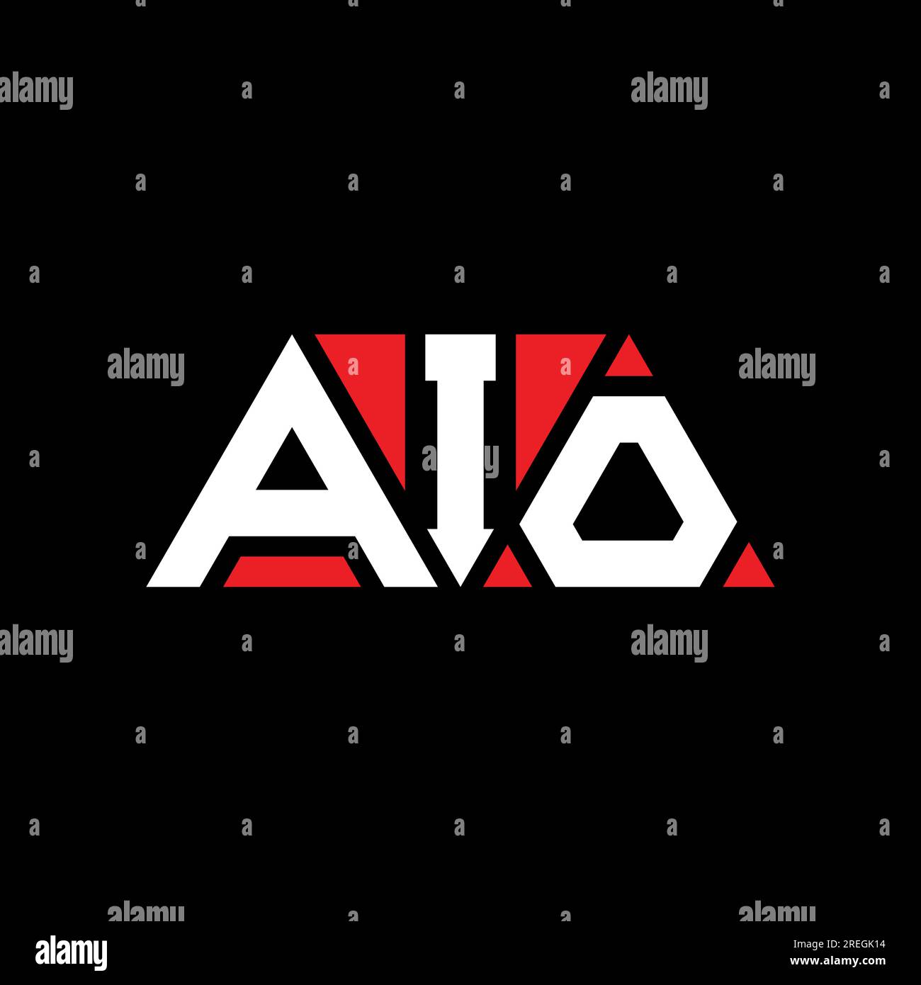 AIO-Logo mit dreieckigem Buchstaben in Dreiecksform. Monogramm mit Dreieck-Logo für AIO. AIO-Dreieck-Vektor-Logo-Vorlage mit roter Farbe. AIO Triangul Stock Vektor