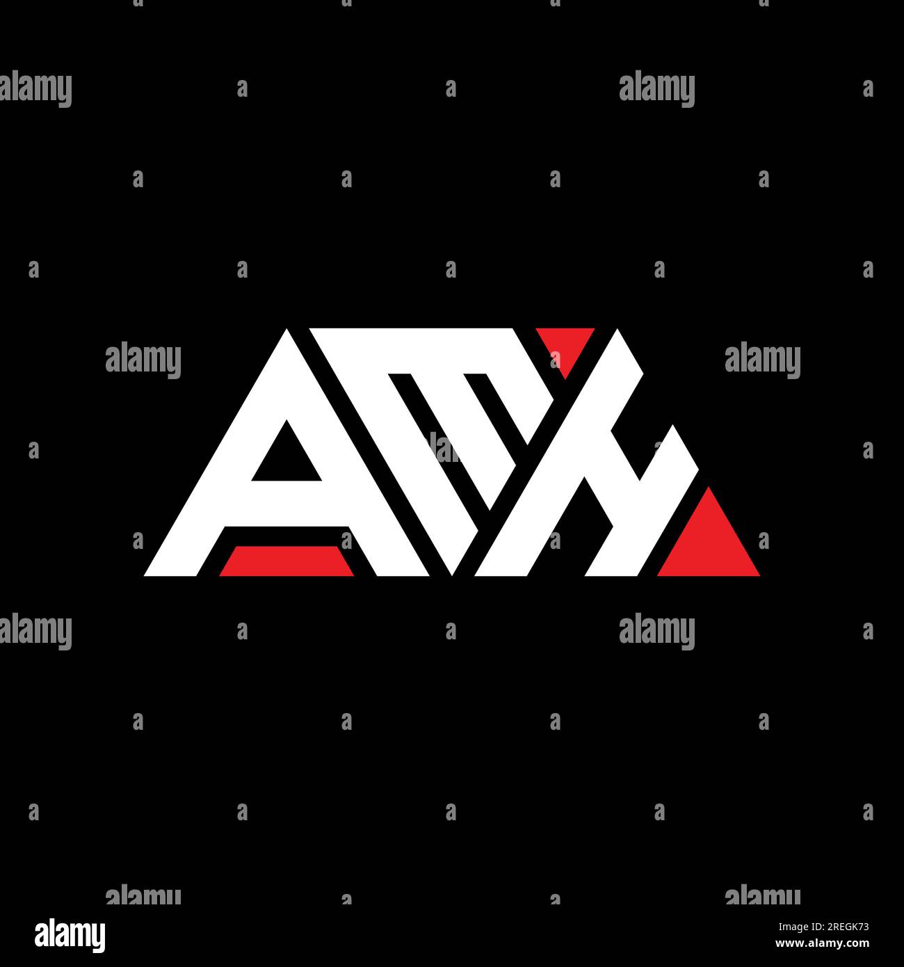 Logo mit AMH-Dreiecksbuchstaben in Dreiecksform. AMH-Dreieck-Logo-Monogramm. AMH-Dreieck-Vektor-Logo-Vorlage mit roter Farbe. AMH Triangul Stock Vektor