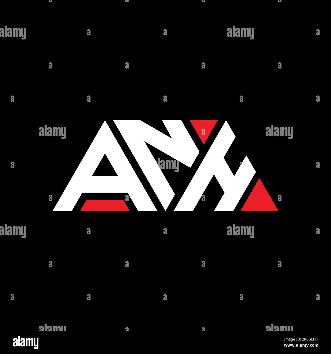 LOGO mit ANH-Dreiecksbuchstaben in Dreiecksform. MONOGRAMM MIT ANH-Dreieck-Logo. ANH-Dreieck-Vektor-Logo-Vorlage mit roter Farbe. ANH Triangul Stock Vektor