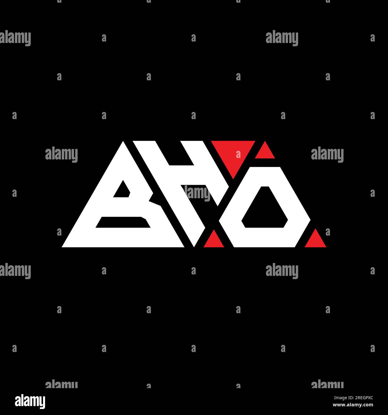 Logo mit BHO-Dreiecksbuchstaben und Dreiecksform. Monogramm mit BHO-Dreieck-Logo. BHO-dreieckige Vektorvorlage mit roter Farbe. BHO Triangul Stock Vektor