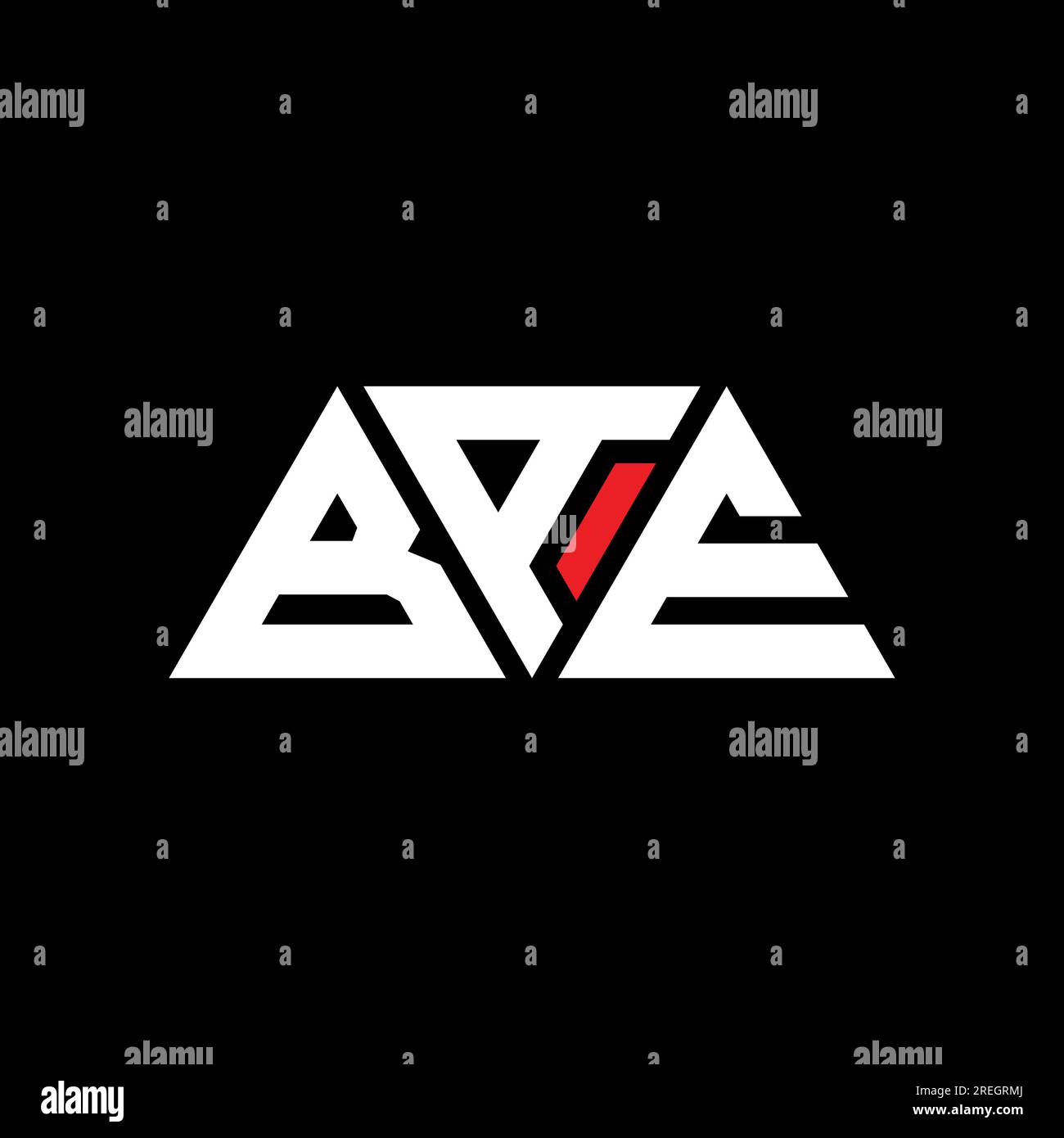 BAE-Logo mit Dreiecksbuchstaben und Dreiecksform. Monogramm mit BAE-Dreieck-Logo. BAE-Dreieck-Vektor-Logo-Vorlage mit roter Farbe. BAE Triangul Stock Vektor
