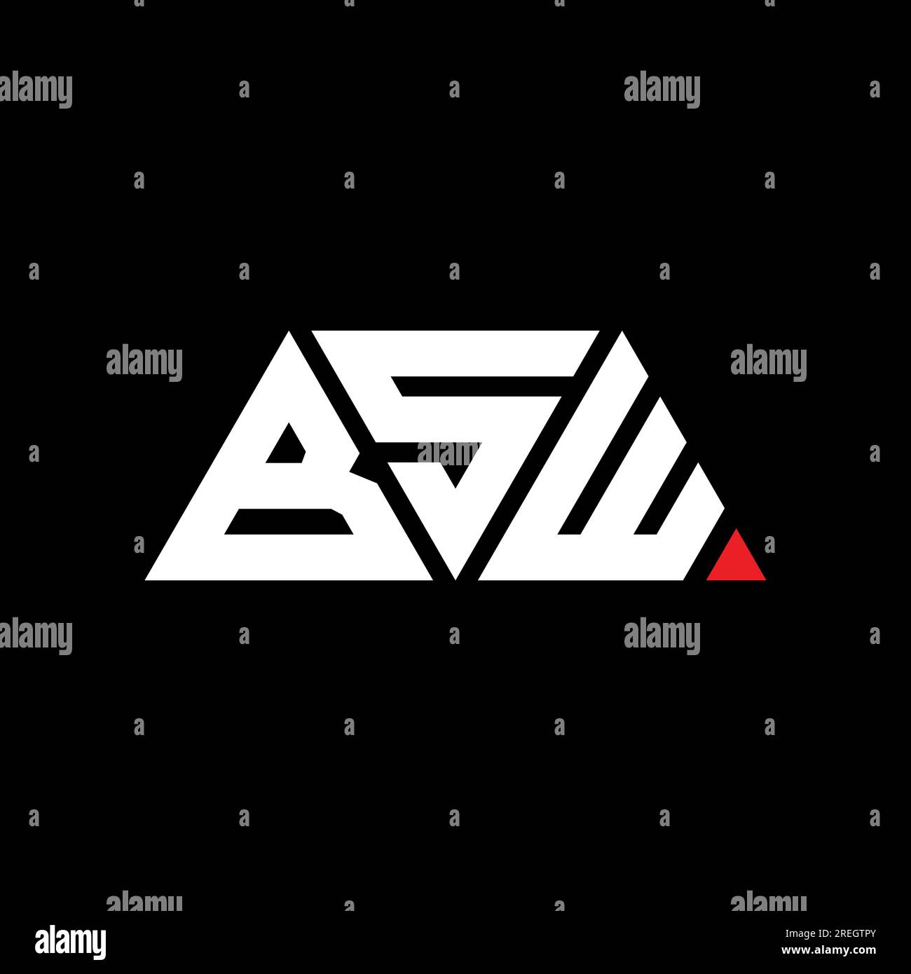 BSW-Logo mit Dreiecksbuchstaben und Dreiecksform. BSW Dreieck Logo Design Monogramm. BSW-dreieckige Vektor-Logo-Vorlage mit roter Farbe. BSW Triangul Stock Vektor