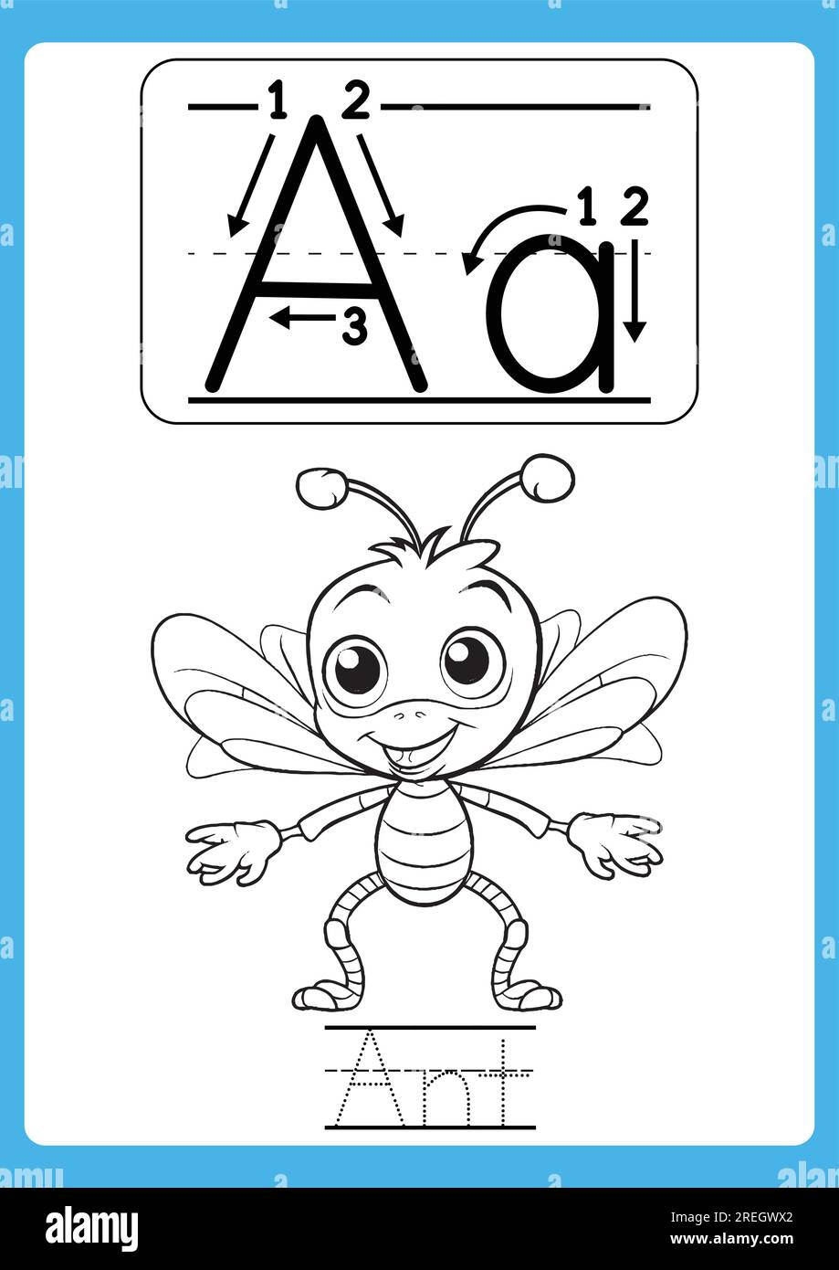 Brief-Tracing A-Z für Kinder und Erwachsene Stock Vektor