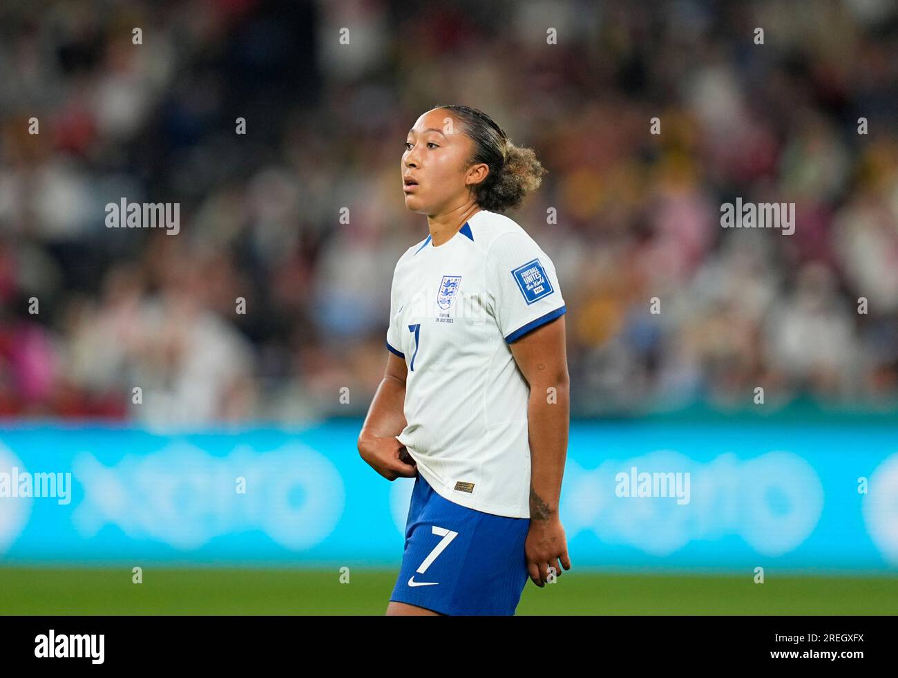 Juli 28 2023: Lauren James (England) schaut während eines Spiels auf , . Kim Price/CSM Credit: CAL Sport Media/Alamy Live News Stockfoto