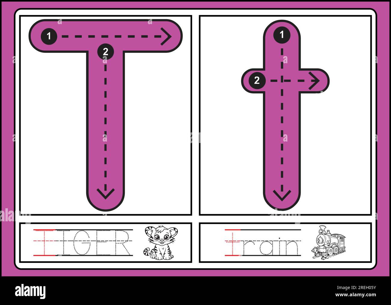 Brief-Tracing A-Z für Kinder und Erwachsene Stock Vektor