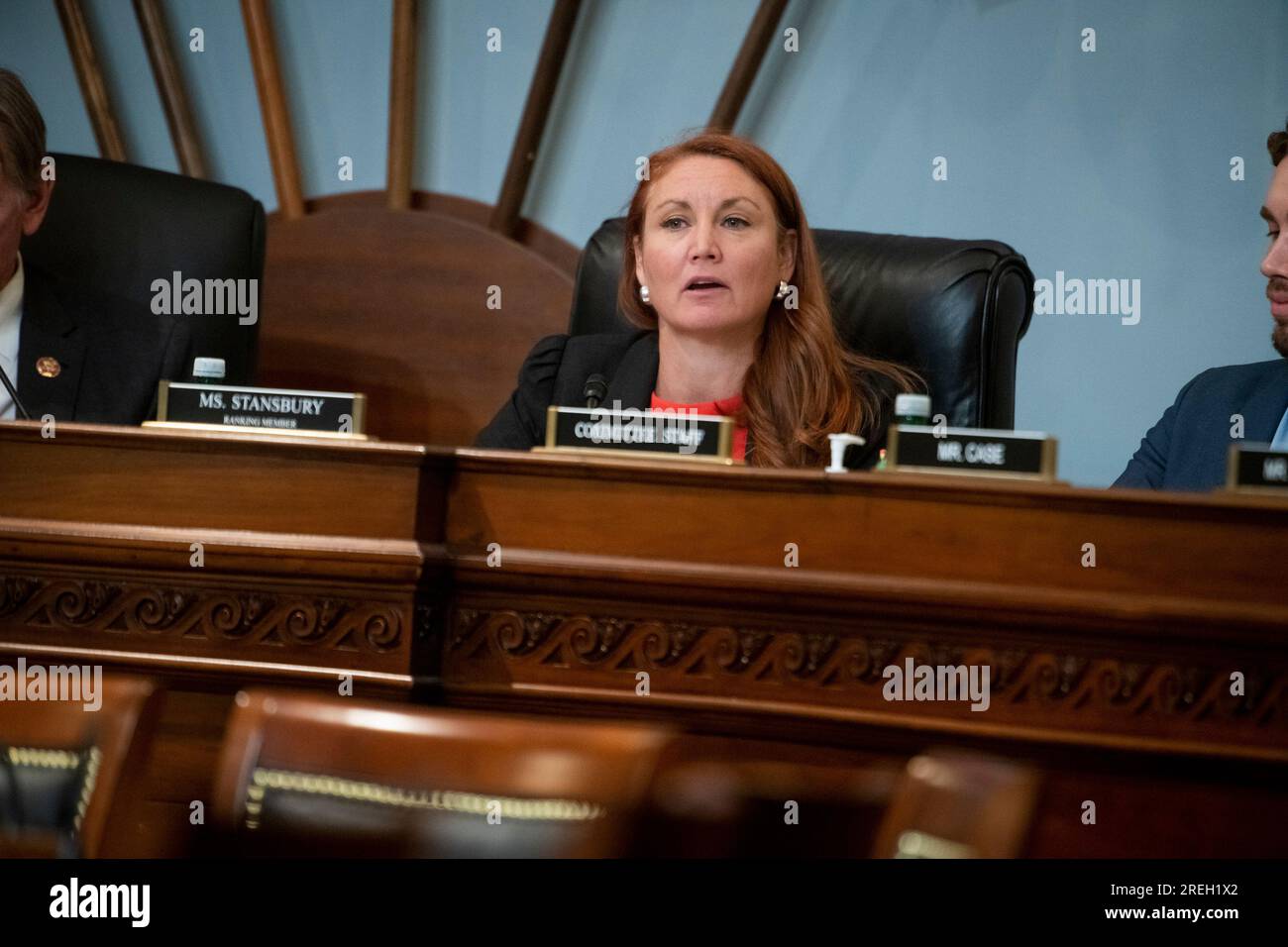 House Committee on Natural Resources | SubCommittee on Oversight and Investigations Ranking Member United States Representative Melanie Stansbury (Demokrat von New Mexico) Questions National Park Service Deputy Director Mike Reynolds erscheint vor einem House Committee on Natural Resources | SubCommittee on Oversight and Investigations Anhörung mit dem Titel „Examining Barrieren to Access: Laufende Probleme mit Besuchererfahrungen in den Americas Nationalparks im Longworth House Office Building in Washington, DC, Donnerstag, 27. Juli 2023. Kredit: Rod Lamkey/CNP/Sipa USA Stockfoto