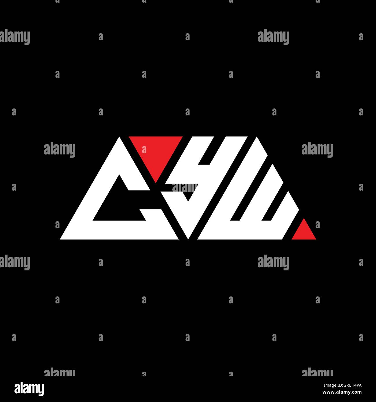 CYW-Logo mit Dreiecksbuchstaben und Dreiecksform. Monogramm mit dem CYW-Dreieck-Logo. CYW-dreieckige Vektorvorlage mit roter Farbe. CYW Triangul Stock Vektor