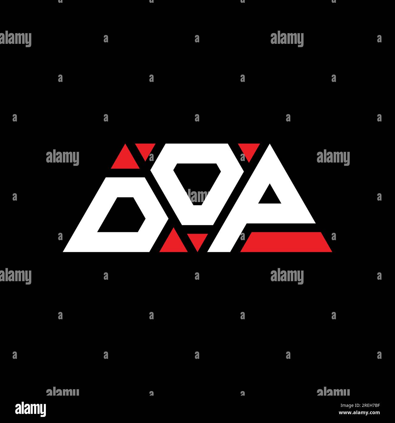 DOP-Logo mit dreieckigem Buchstaben in Dreiecksform. Monogramm mit DOP-Dreieck-Logo. DOP-Dreieck-Vektor-Logo-Vorlage mit roter Farbe. DOP Triangul Stock Vektor