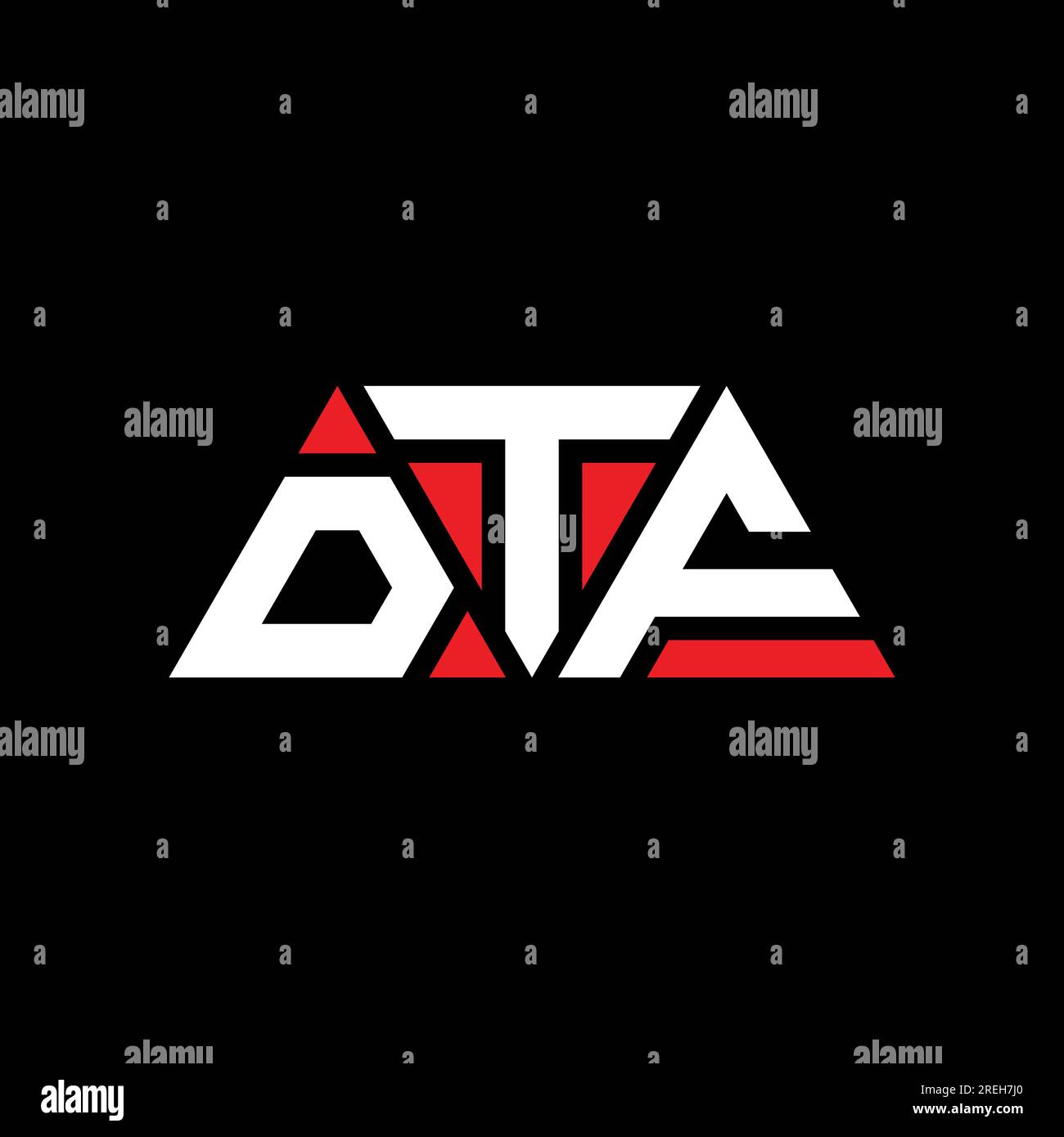 DTF-Logo mit Dreiecksbuchstaben und Dreiecksform. DTF-Dreieck-Logo