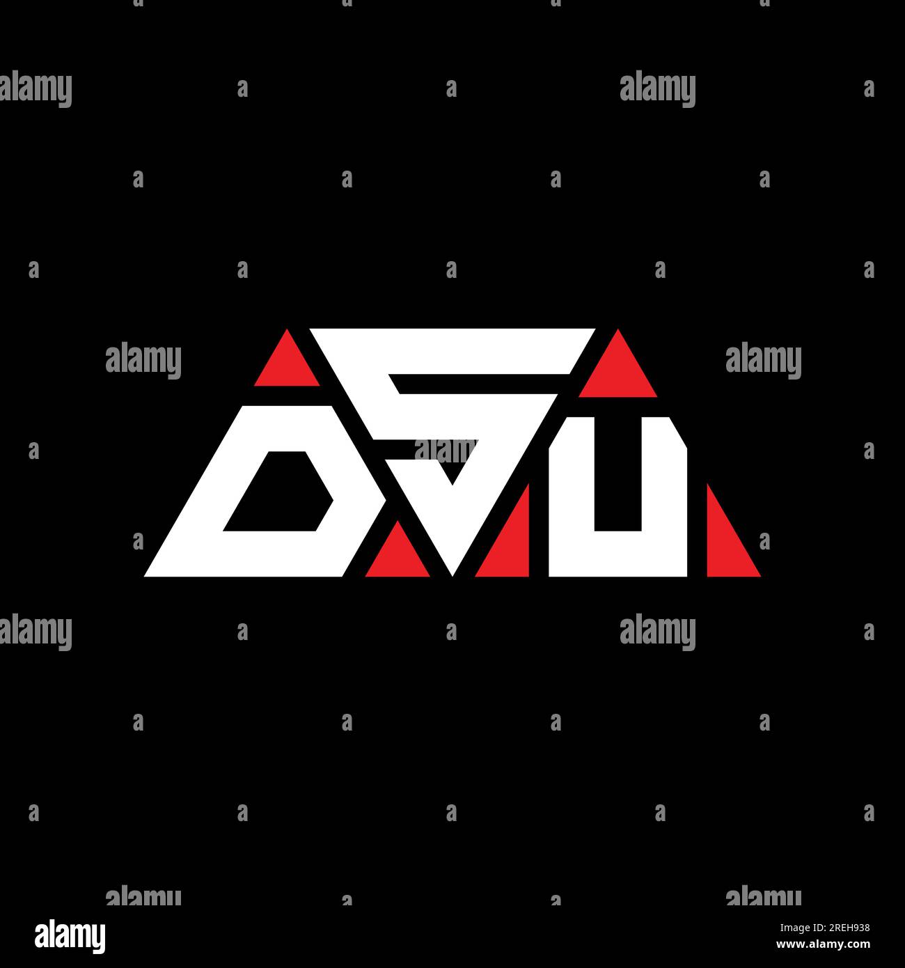 DSU-Logo mit dreieckigem Buchstaben in Dreiecksform. DSU-Dreieck-Logo-Monogramm. DSU-dreieckige Vektorvorlage mit roter Farbe. DSU Triangul Stock Vektor