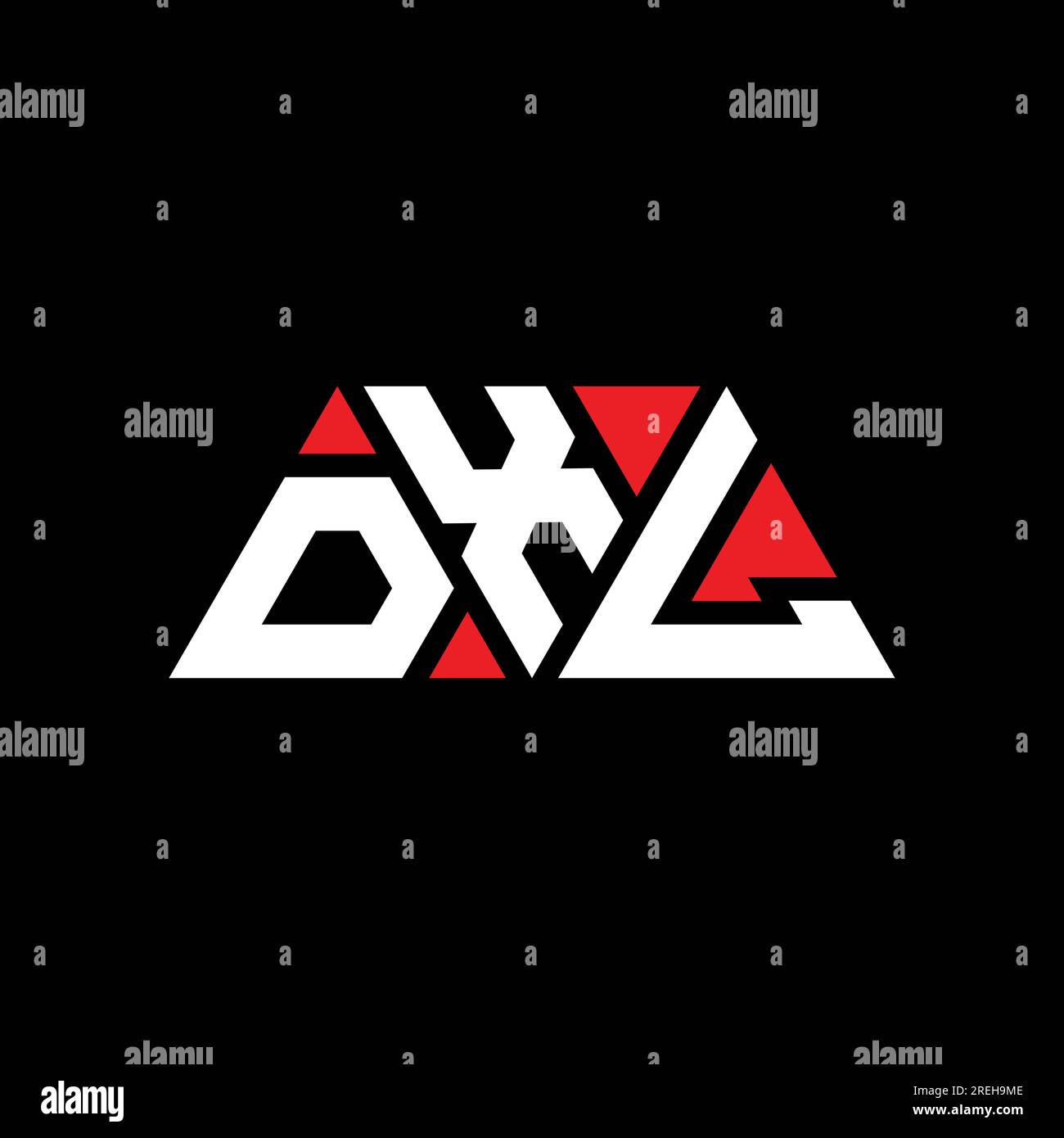 DXL-Logo mit dreieckigem Buchstaben in Dreiecksform. Monogramm mit DXL-Dreieck-Logo. DXL-dreieckige Vektorvorlage mit roter Farbe. DXL Triangul Stock Vektor