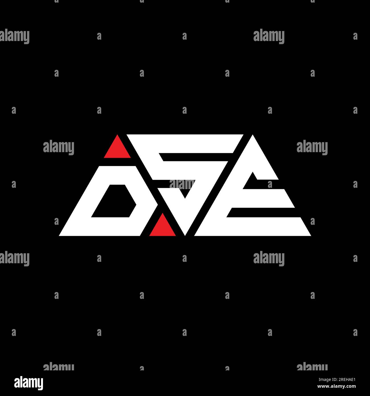 DSE-Logo mit Dreiecksbuchstaben und Dreiecksform. DSE-Dreieck-Logo-Monogramm. DSE-Dreieck-Vektor-Logo-Vorlage mit roter Farbe. DSE Triangul Stock Vektor
