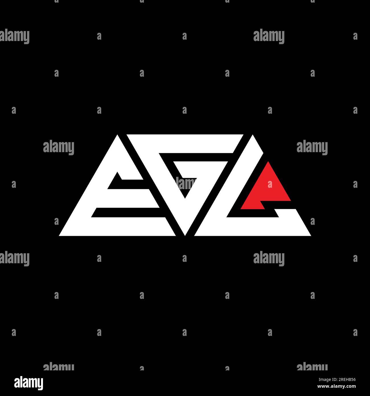 EGL-Logo mit Dreiecksbuchstaben und Dreiecksform. EGL-Dreieck-Logo-Monogramm. EGL-Dreieck-Vektor-Logo-Vorlage mit roter Farbe. EGL Triangul Stock Vektor