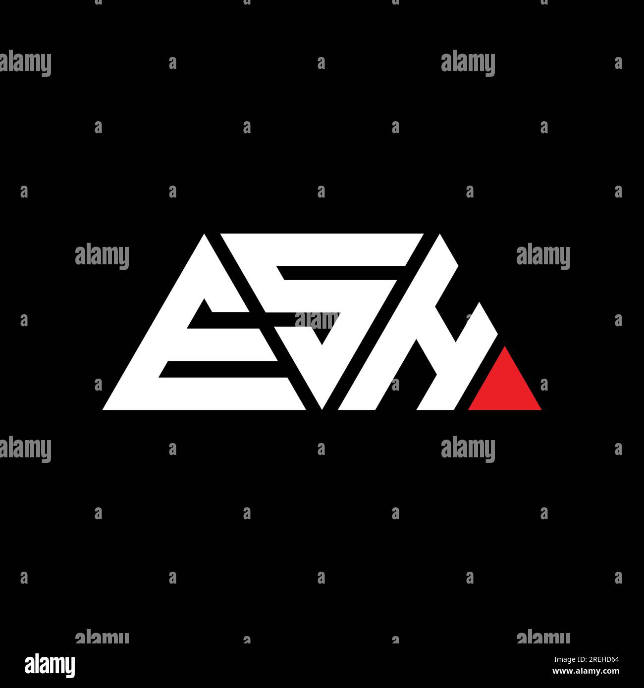 ESH-Logo mit Dreiecksbuchstaben und Dreiecksform. ESH-Dreieck-Logo-Monogramm. ESH-Dreieck-Vektor-Logo-Vorlage mit roter Farbe. ESH Triangul Stock Vektor
