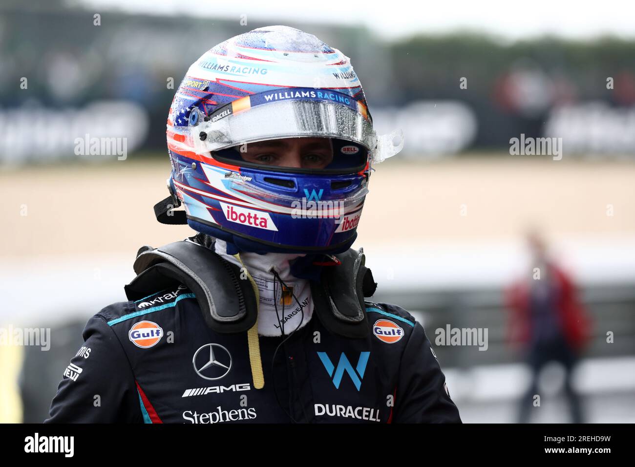 Stavelot, Belgien. 28. Juli 2023. Logan Sargeant of Williams Racing nach dem Crash während der Freiprobe vor dem F1 Grand Prix von Belgien im Spa Francorchamps am 28. Juli 2023 in Stavelot, Belgien. Kredit: Marco Canoniero/Alamy Live News Stockfoto