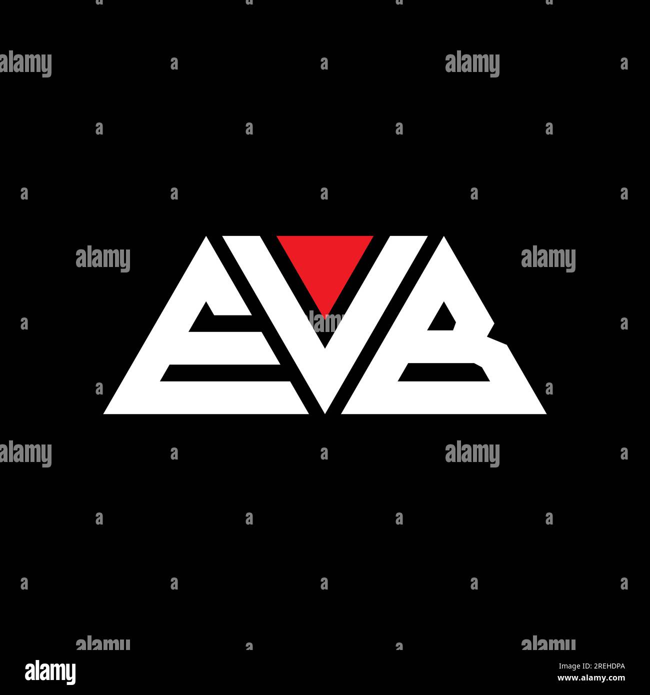 Logo mit Dreiecksbuchstaben in Dreiecksform. Monogramm mit Dreieckslogo. EVB-Dreieck-Vektor-Logo-Vorlage mit roter Farbe. EVB Triangul Stock Vektor