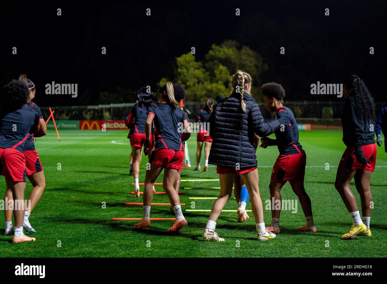 Perth, Aus. 28. Juli 2023. Perth, Australien, Juli 28. 2023: Spieler von Panama während des 2023 FIFA Womens World Cup Match Day -1 offizielle Pressekonferenz und Schulung für Panama im Perth Rectangular Stadium (HBF Park) in Perth, Australien. (NOE Llamas/SPP) Guthaben: SPP Sport Press Photo. Alamy Live News Stockfoto