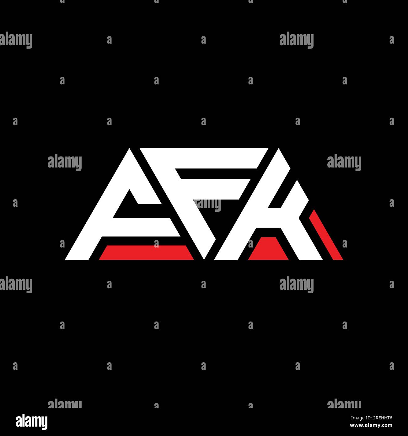 FFK-Logo mit Dreiecksbuchstaben und Dreiecksform. FFK-Dreieck-Logo-Monogramm. FFK-Dreieck-Vektor-Logo-Vorlage mit roter Farbe. FFK Triangul Stock Vektor