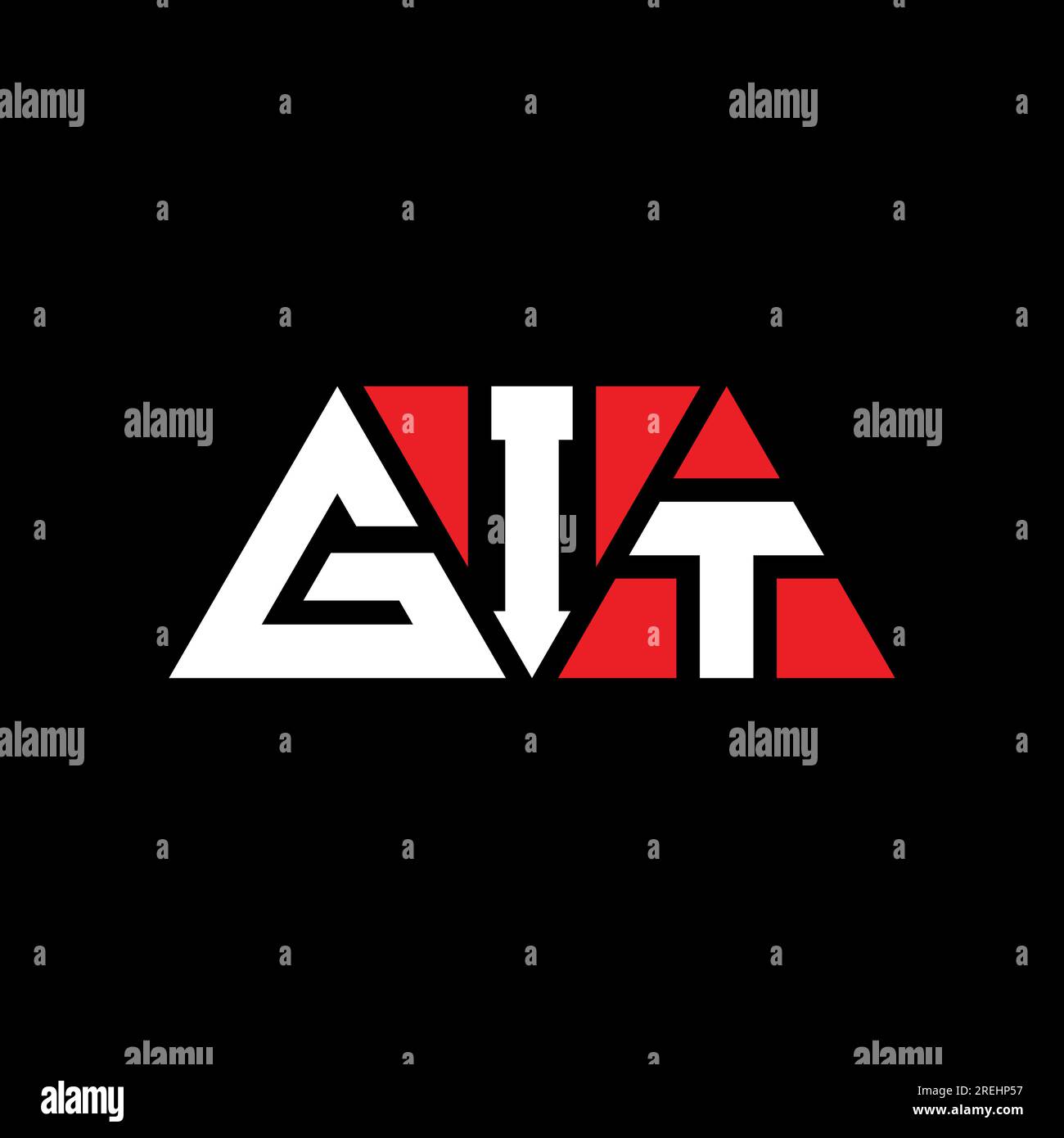 GIT-Logo mit Dreiecksbuchstaben und Dreiecksform. GIT-Dreieck-Logo-Monogramm. GIT-Dreieck-Vektor-Logo-Vorlage mit roter Farbe. GIT Triangul Stock Vektor