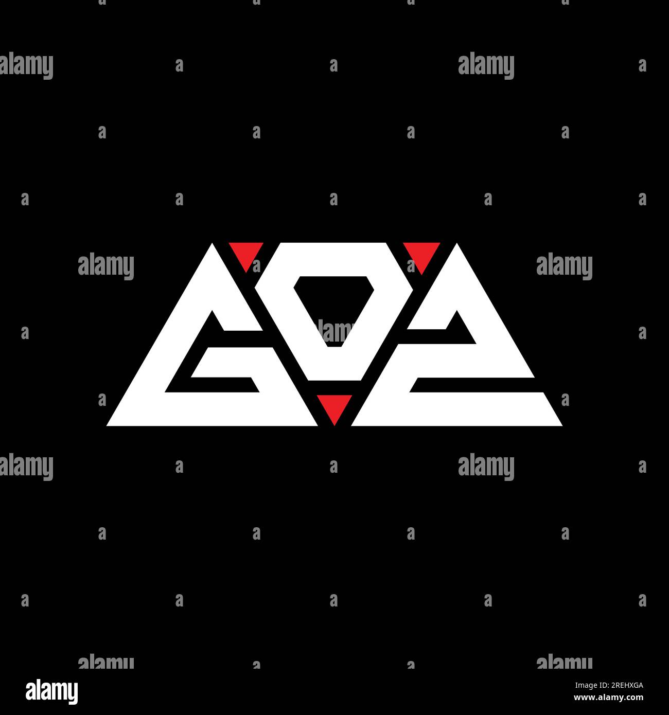 GOZ-Logo mit Dreiecksbuchstaben und Dreiecksform. GOZ-Dreieck-Logo-Monogramm. GOZ-Dreieck-Vektor-Logo-Vorlage mit roter Farbe. GOZ Triangul Stock Vektor