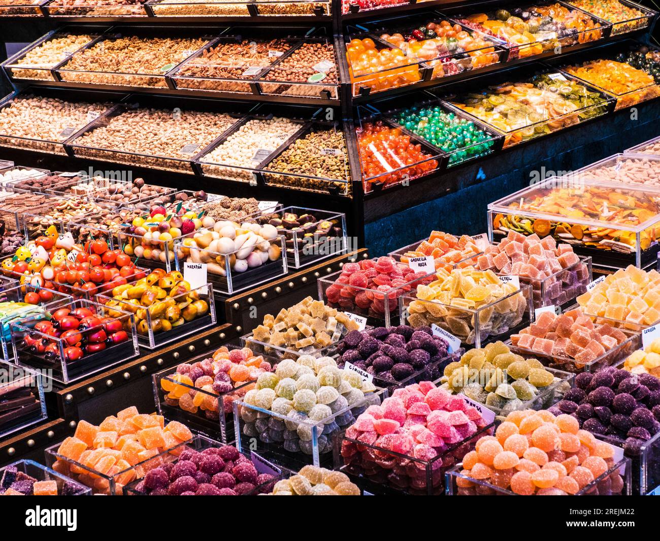 Mercat de la Boqueria in Las Ramblas in Barcelona, Katalonien, Spanien. Stockfoto