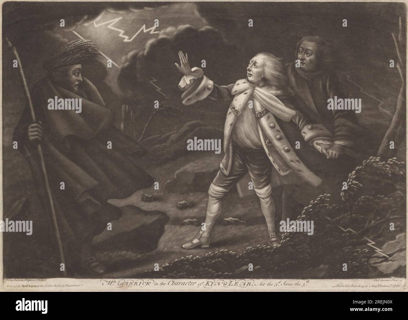 Mr. Garrick in der Figur von King Lear - "King Lear", 3. Akt, Szene V 1761 von Charles Spooner Stockfoto