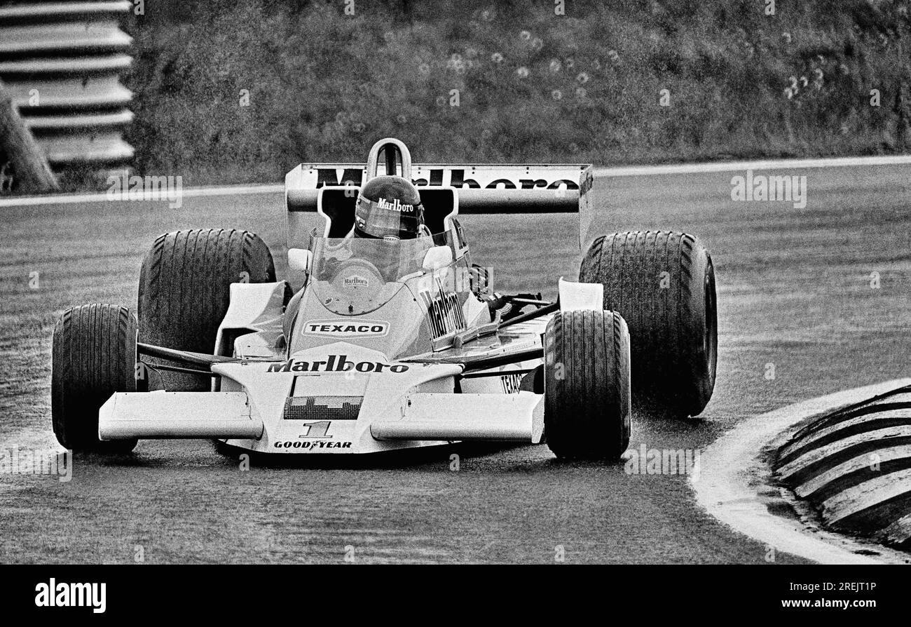 Formel 1 Anderstorp 1977 James Hunt McLaren M 26 1976 Weltmeister Stockfoto