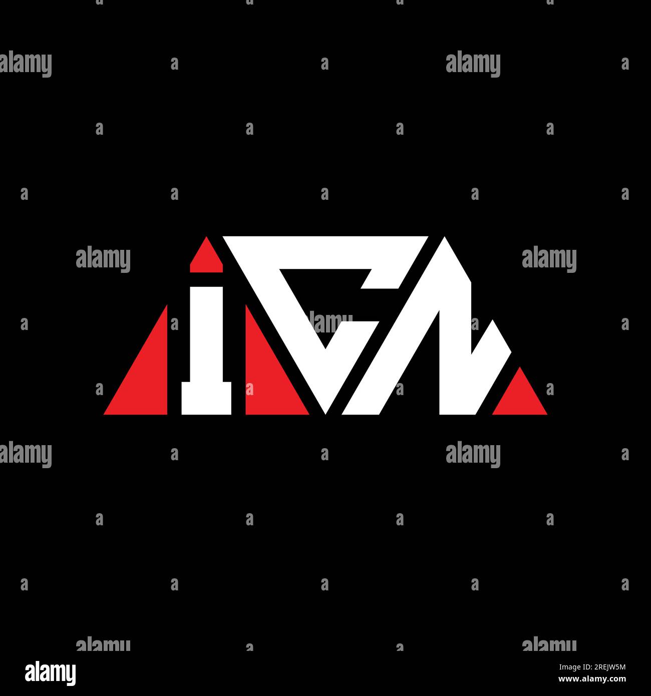 ICN-Logo mit dreieckigem Buchstaben in Dreiecksform. Monogramm mit ICN-Dreieck-Logo. ICN-dreieckige Vektorvorlage mit roter Farbe. ICN-Triangul Stock Vektor