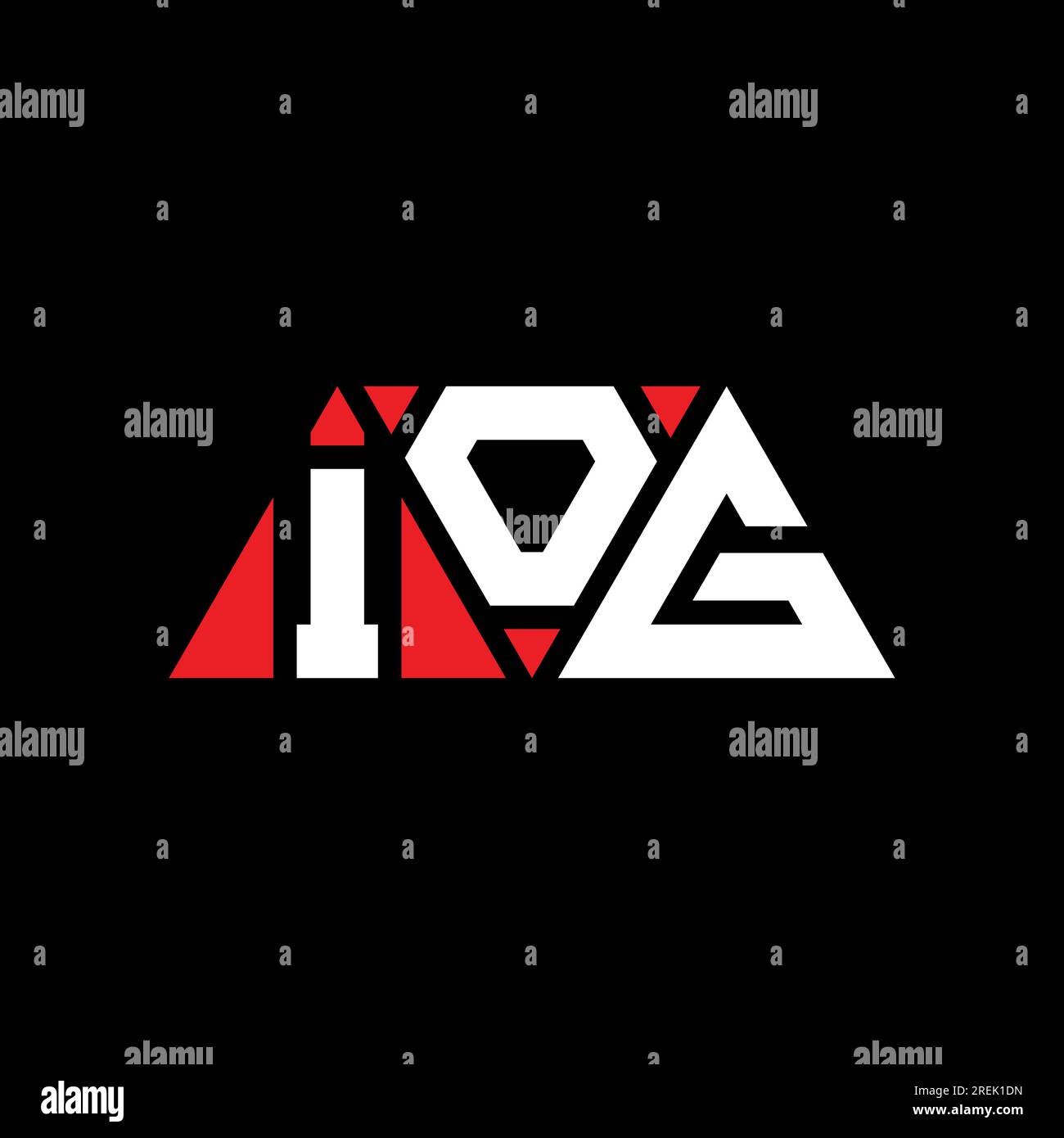 IOG-Logo mit Dreiecksbuchstaben und Dreiecksform. IOG-Dreieck-Logo-Monogramm. IOG-dreieckige Vektorvorlage mit roter Farbe. IOG Triangul Stock Vektor