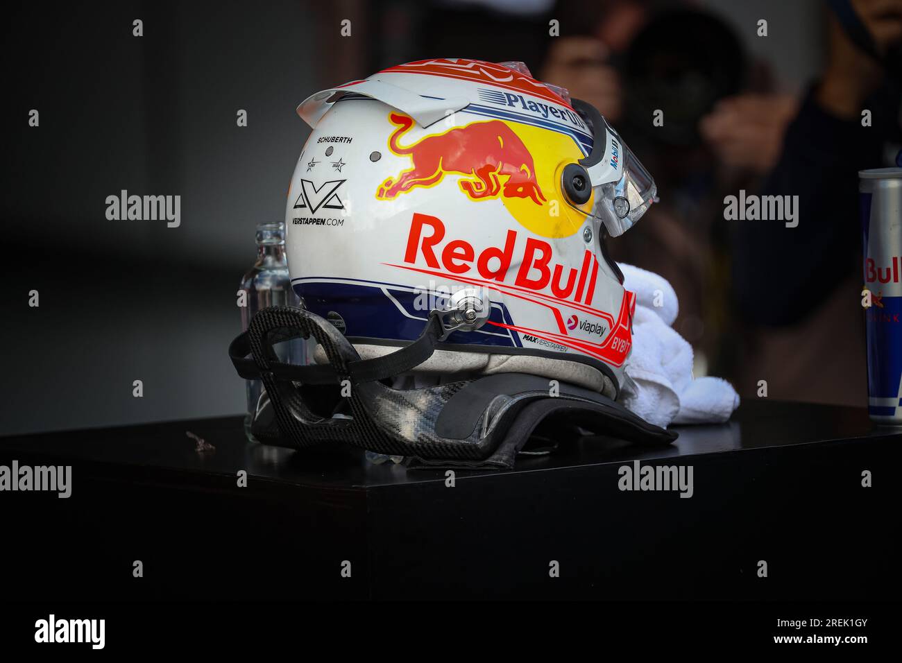 Helm während der belgischen GP, Spa-Francorchamps 27-30. Juli 2023 Formel 1 Weltmeisterschaft 2023. Stockfoto
