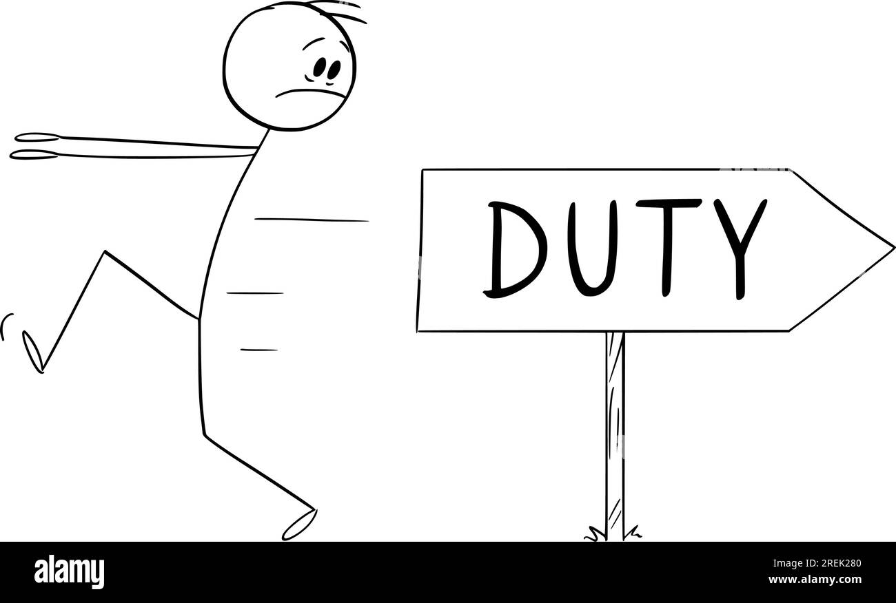 Person, Die Vor Der Arbeit Wegläuft, Vector Cartoon Stick Abbildung Stock Vektor