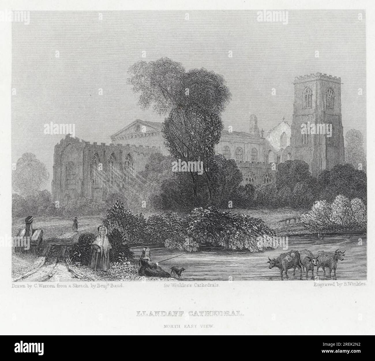 Llandaff Kathedrale: blick auf den nordosten, ca. 1842 von Benjamin Winkles Stockfoto