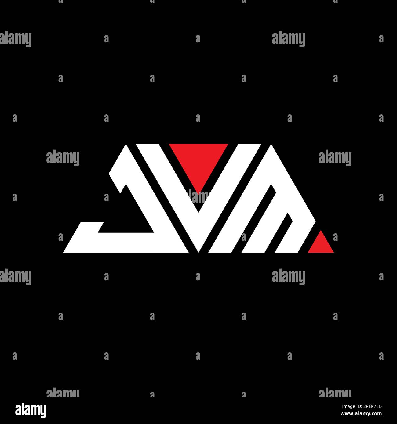 JVM-Logo mit Dreiecksbuchstaben und Dreiecksform. Monogramm mit JVM-Dreieckslogo. Vorlage für JVM-Dreiecksvektor-Logo in roter Farbe. JVM-Triangul Stock Vektor