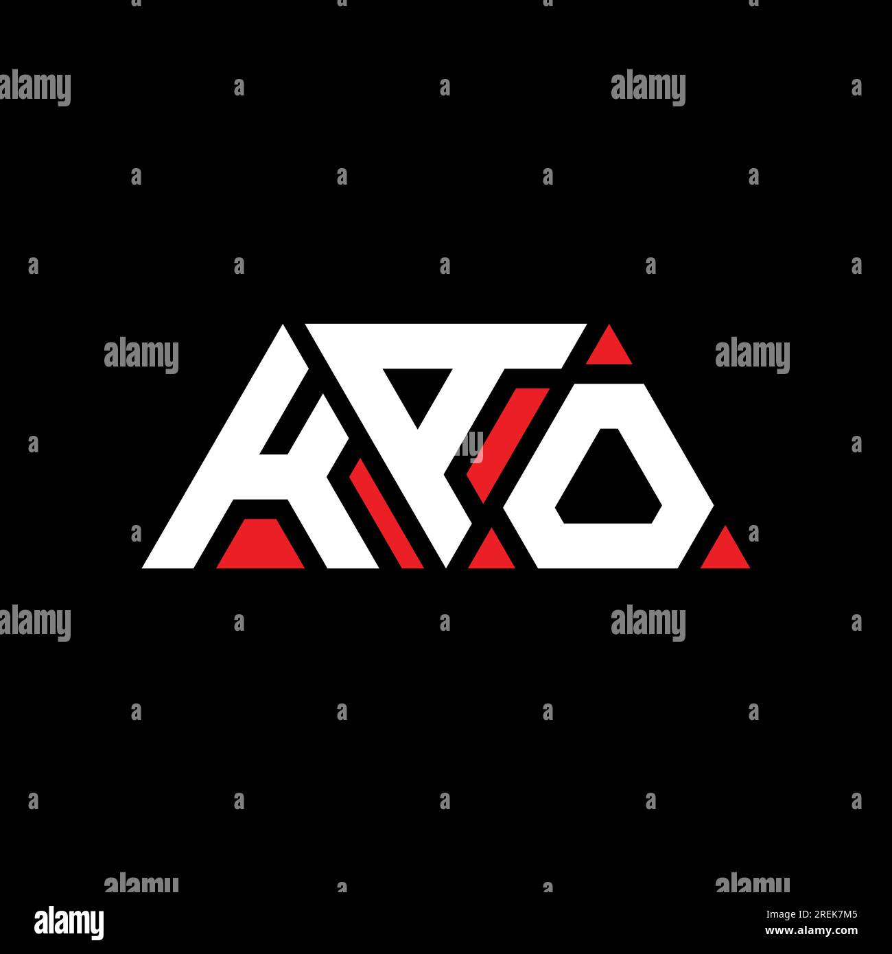 KAO-Logo mit Dreiecksbuchstaben und Dreiecksform. MONOGRAMM mit KAO-Dreieck-Logo. KAO-Dreieck-Vektor-Logo-Vorlage mit roter Farbe. KAO triangul Stock Vektor