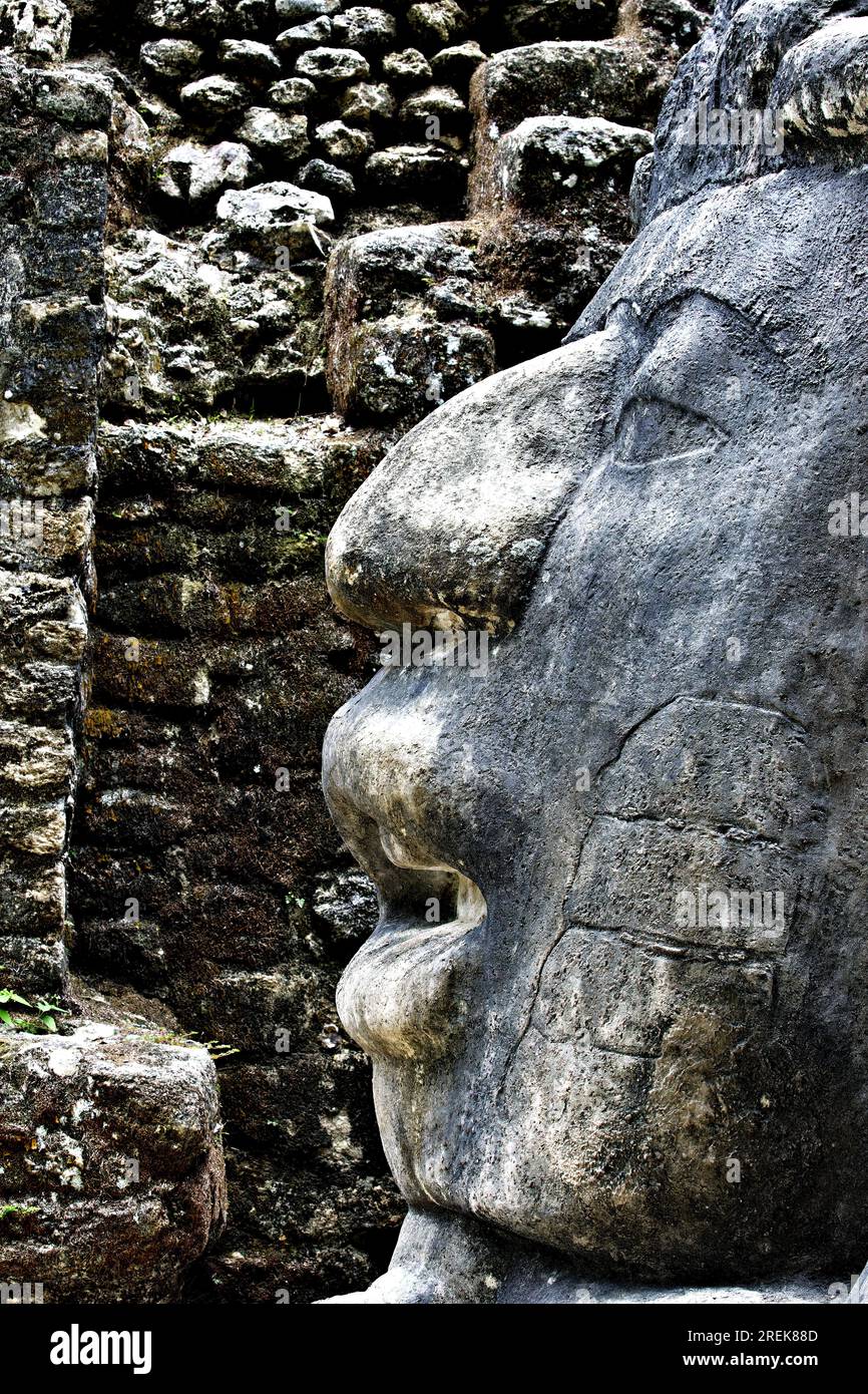 Lamanai Maya Maske Stockfoto