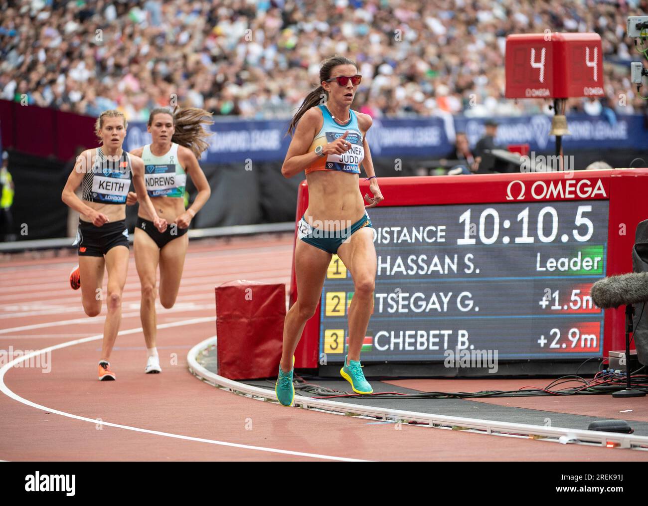 Jessica Warner-Judd von GB & NI nimmt am 23. Juli 2023 an der 5000m für Frauen auf der Wanda Diamond League London Event im London Stadium Teil. Foto von Stockfoto