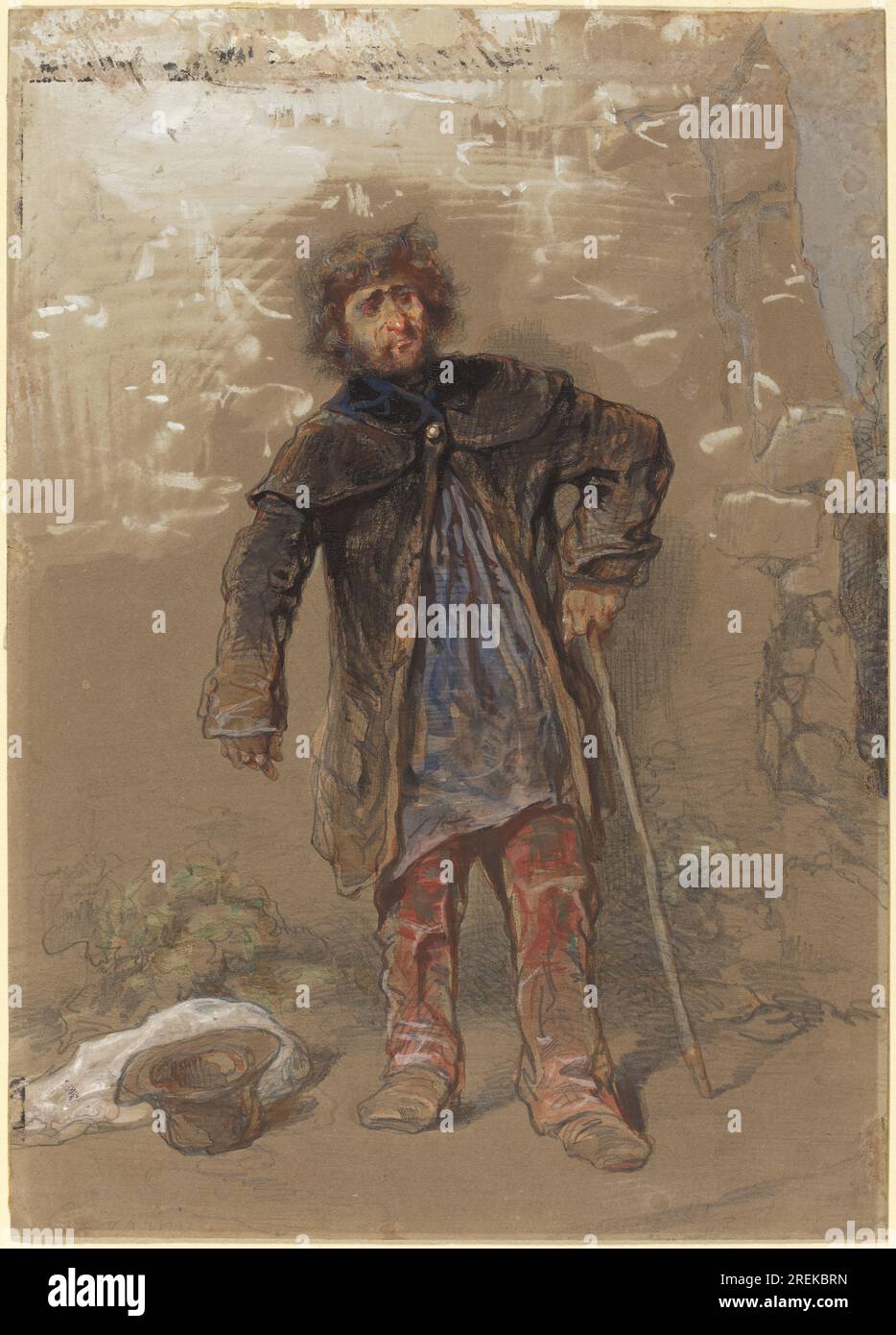 Paul Gavarni, englischer Beggar, 0, Graphit und Aquarell, mit Weiß verstärkt, Insgesamt: 25,7 x 18,4 cm (10 1/8 x 7 1/4 Zoll), Rosenwald Collection, 1943,3.4604' Stockfoto