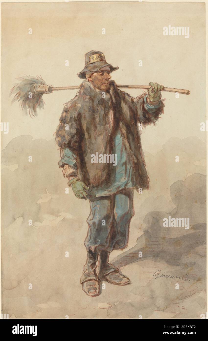 „Paul Gavarni, The Street Sweeper (Le Cantonnier), c. 1848/1852, Watercolor, Gouache und rote Kreide auf gewebtem Papier, insgesamt: 31,9 x 20,8 cm (12 9/16 x 8 3/16 Zoll), Geschenk von Dr. und Mrs. John C. Weber, 1990.40.1“ Stockfoto