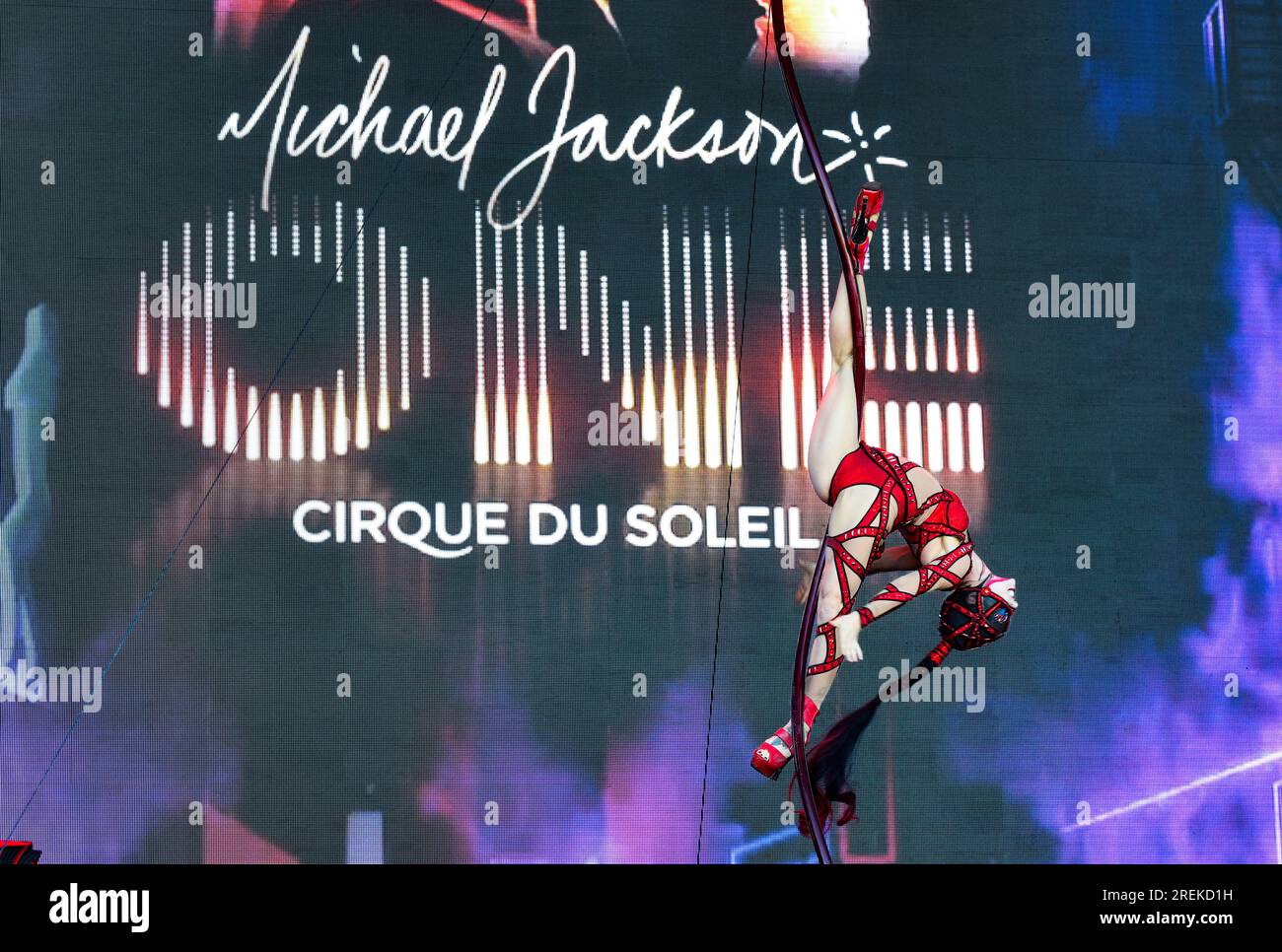 Michael Jackson, ONE, Cirque Du Soleil in Las Vegas. Aufgeführt auf der Bühne beim Life is Beautiful Festival. Stockfoto