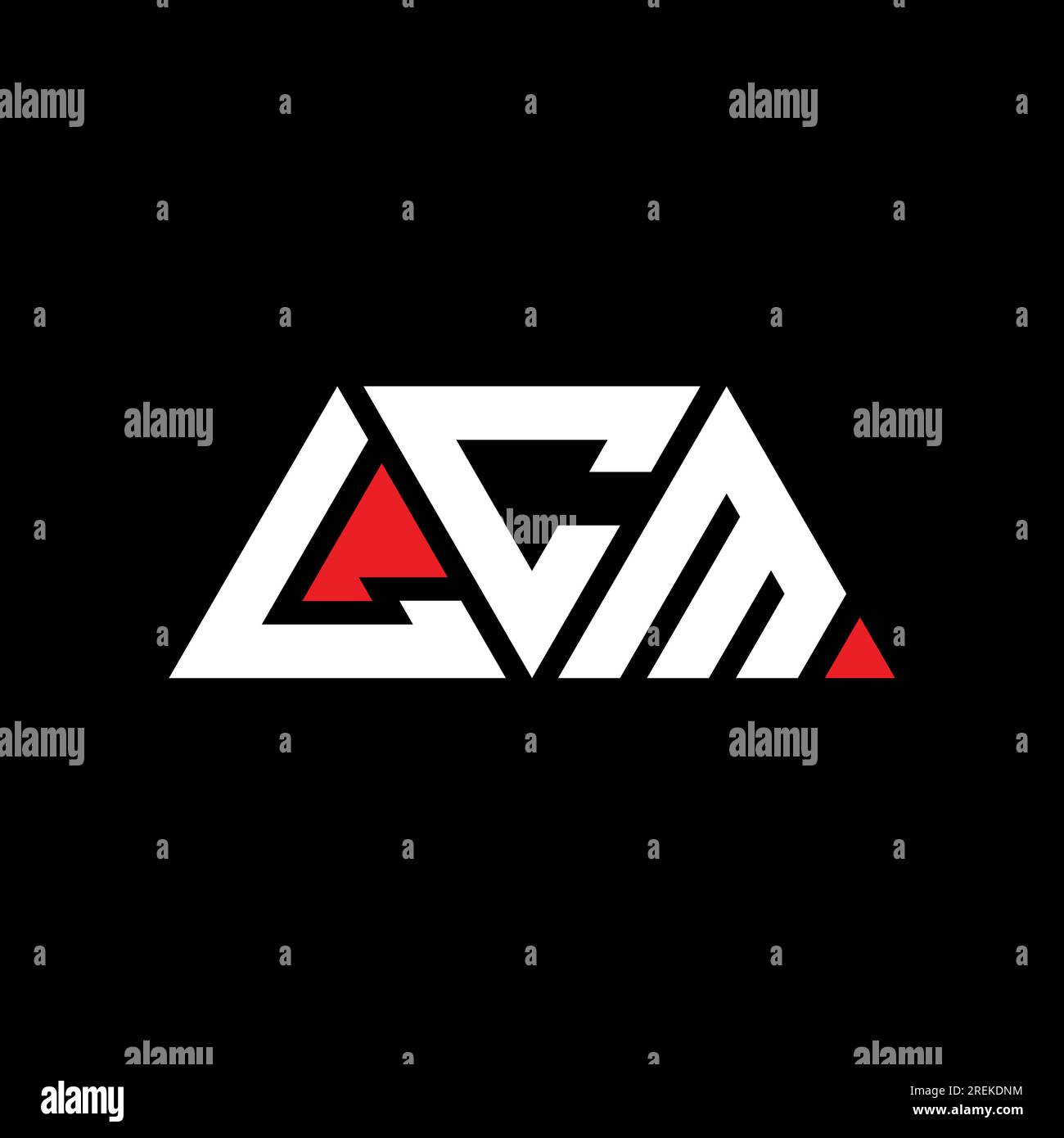 LCM-Logo mit dreieckigem Buchstaben in Dreiecksform. Monogramm mit LCM-Dreieck-Logo. LCM-dreieckige Vektorvorlage mit roter Farbe. LCM Triangul Stock Vektor