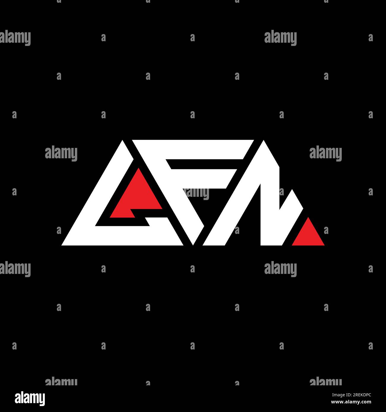 LFN-Logo mit dreieckigem Buchstaben in Dreiecksform. Monogramm mit LFN-Dreieck-Logo. LFN-dreieckige Vektorvorlage mit roter Farbe. LFN Triangul Stock Vektor