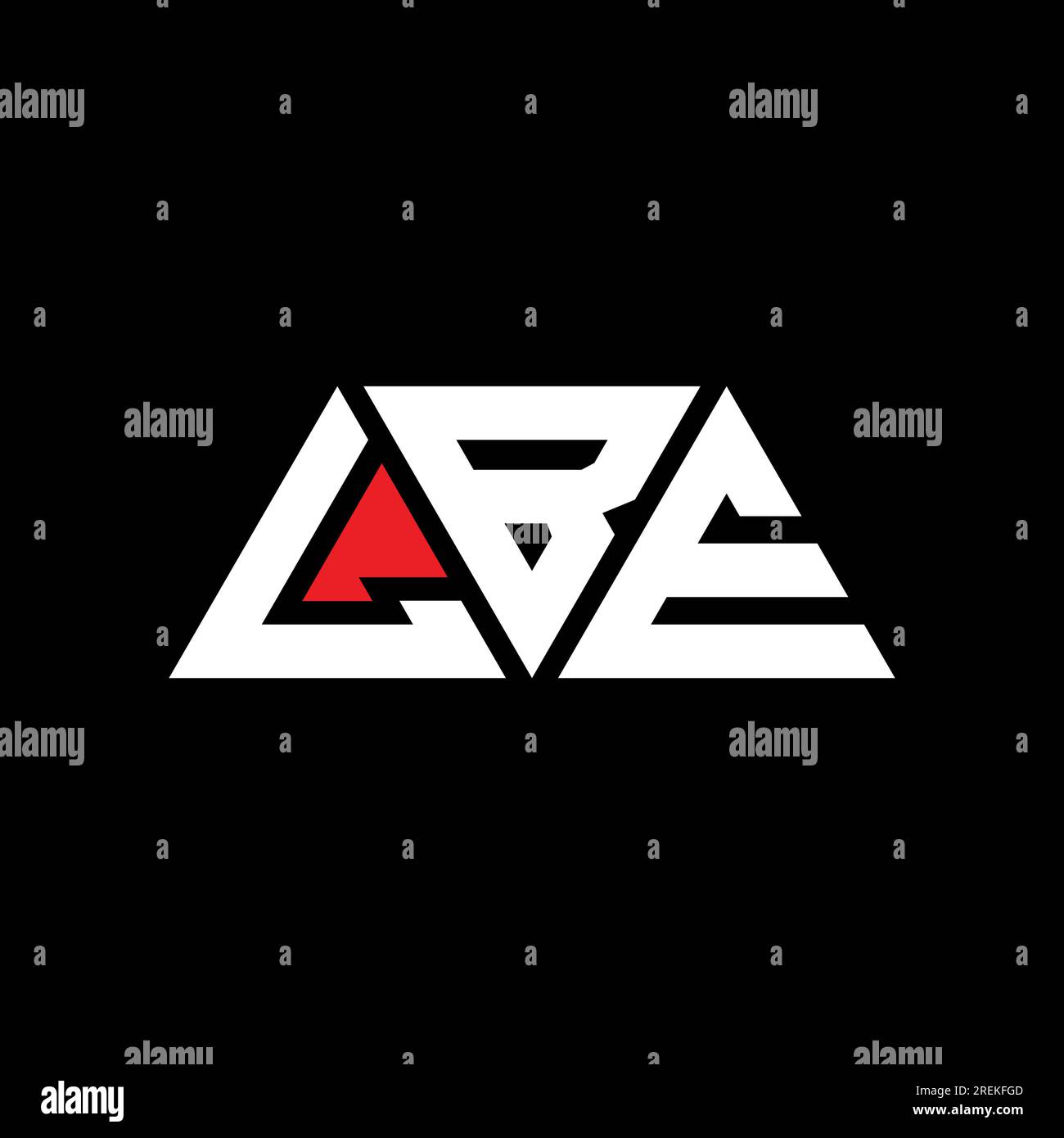 LBE-Logo mit dreieckigem Buchstaben in Dreiecksform. Monogramm mit LBE-Dreieck-Logo. LBE-Dreieck-Vektor-Logo-Vorlage mit roter Farbe. LBE triangul Stock Vektor
